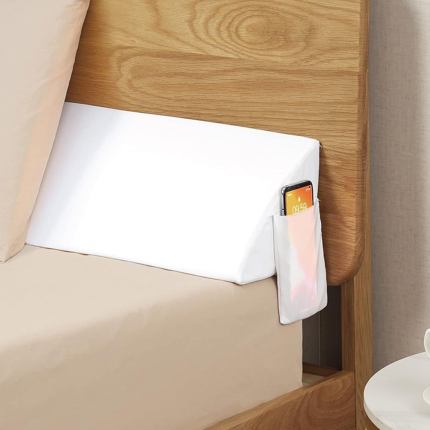 Vekkia 34" Extra-Long Wedge Pillow,7.5" Bed Wedge Pillow for Sleeping,White | Pillow Wedge Back Support for After Surgery, Idea for Acid Reflux,Snoring Relief,Removable Washable Cover&Double Side Pockets