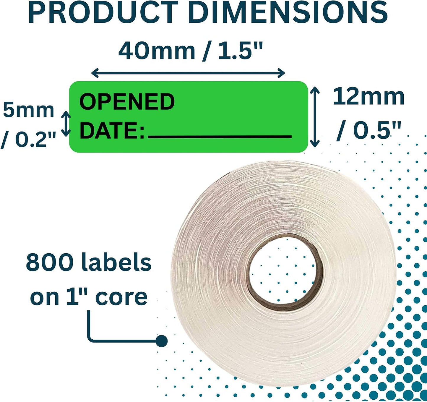 Pantry Labels for Containers, Waterproof Date & Contents Food Labels, 1" x 2" (25.4 x 50.8mm), 500/Roll, Writable