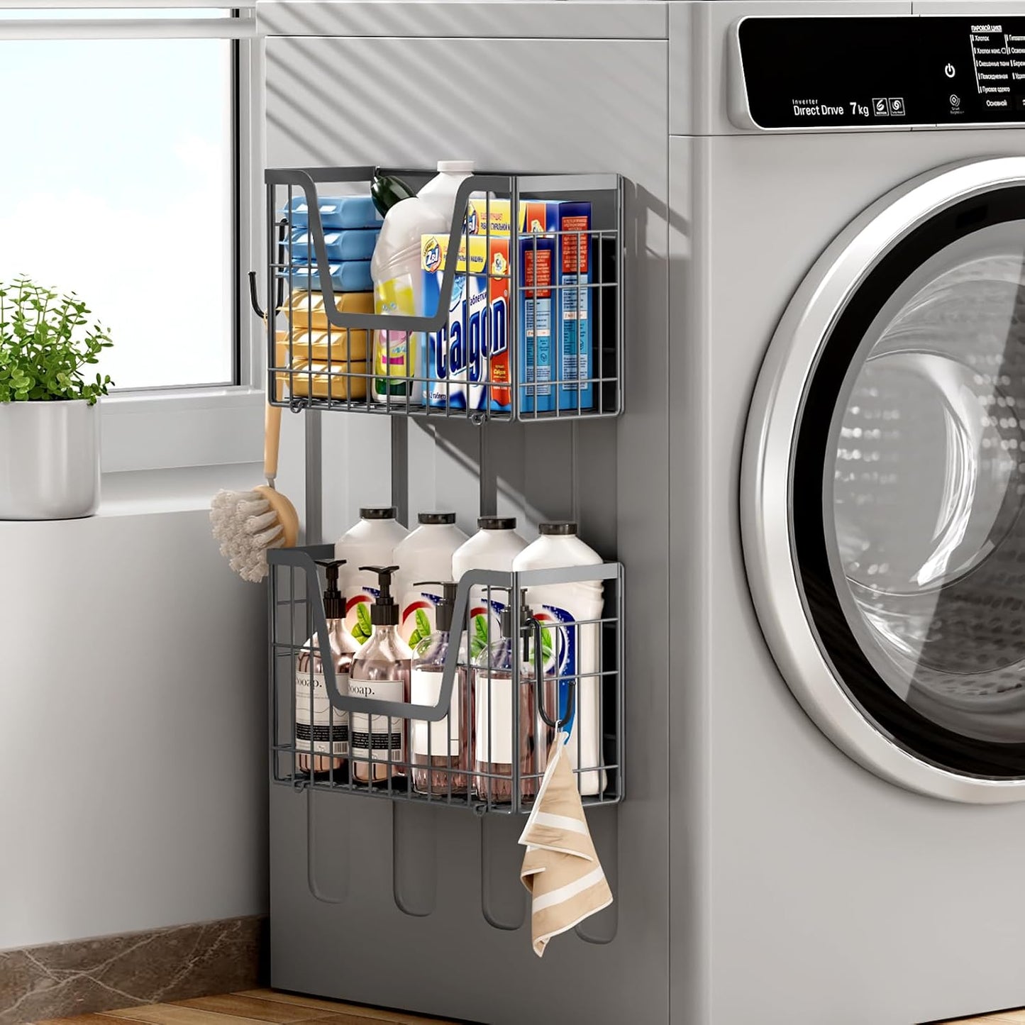 Magnetic Shelf for Fridge, Fruit Basket Magnet Shelves with 2 Hooks | Potato and Onion Storage Bins, Black Magnetic Organizer Side of Fridge Storage, Magnetic Spice Rack for Refrigerator Kitchen