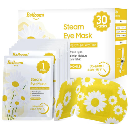 BeHoomi 30Packs Steam Eye Mask, Heated Eye Mask for Dry Eyes, Chamomile