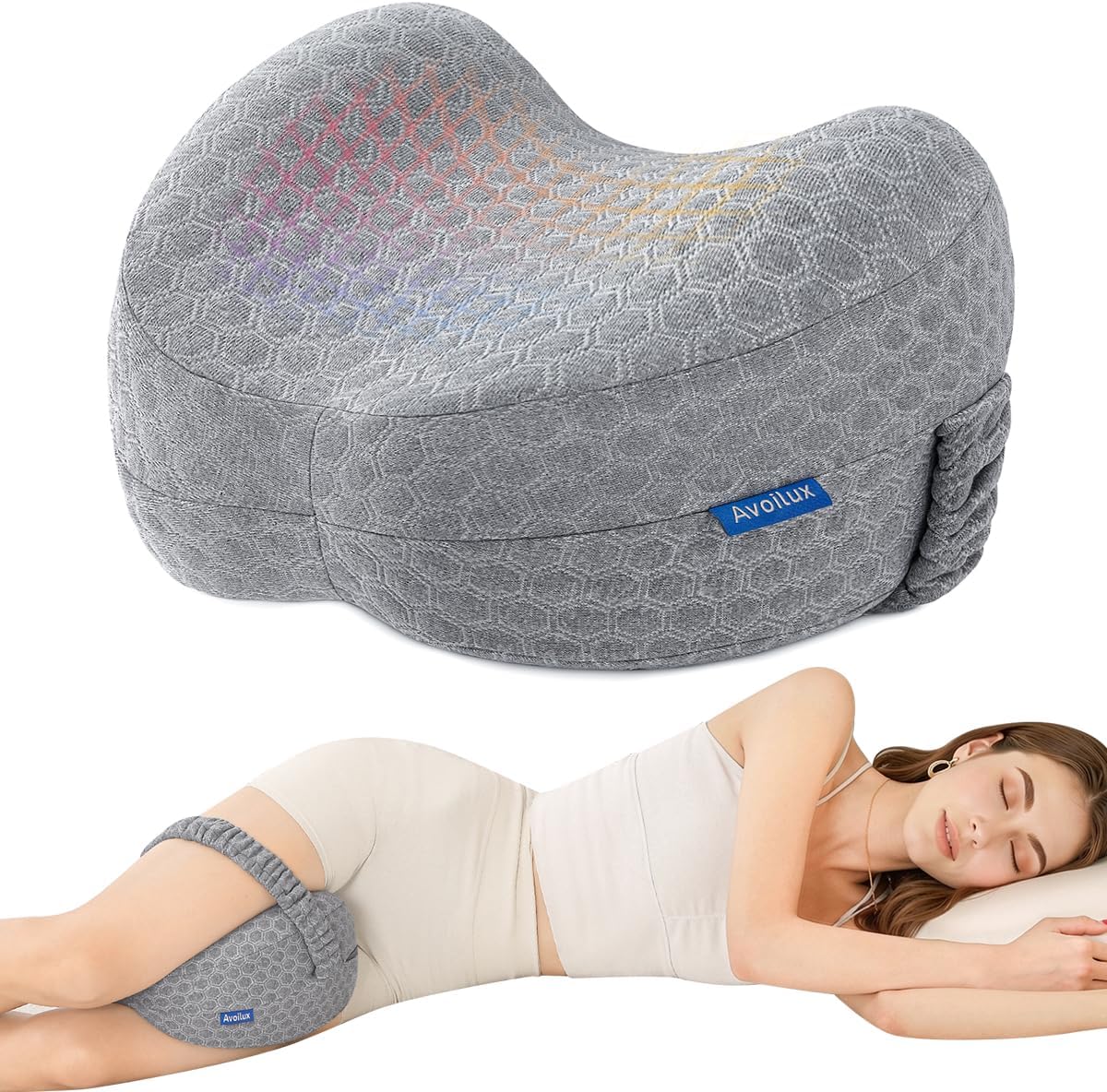 Side Sleeper Heart-Shaped Knee Pillow, Memory Foam Leg Positioning Pillow, Ergonomic Design, Perfect for Side Sleepers and Pregnant Women, Relieve Body Aches and Pains (Gray)