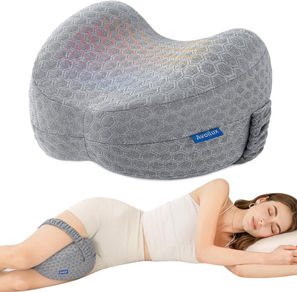 Side Sleeper Heart-Shaped Knee Pillow, Memory Foam Leg Positioning Pillow, Ergonomic Design, Perfect for Side Sleepers and Pregnant Women, Relieve Body Aches and Pains (Gray)