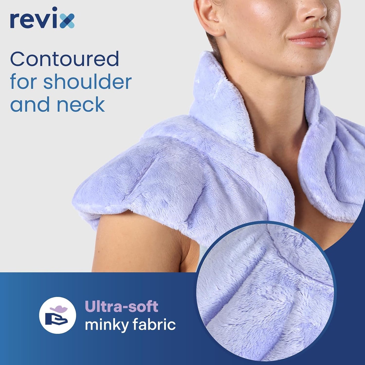 REVIX Microwave Heating Pad for Neck and Shoulders Back, Microwavable Heated Neck Wrap Warmer with Moist Heat, Lavender Aromatherapy Hot and Cold Pack