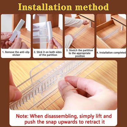 4 Pcs Drawer Dividers for Clothes,3.15" High 11.34"-19.69" clear | Adjustable Expandable Dresser Drawer Organizer, Clear Plastic Separators for Dresser, Baby Clothing