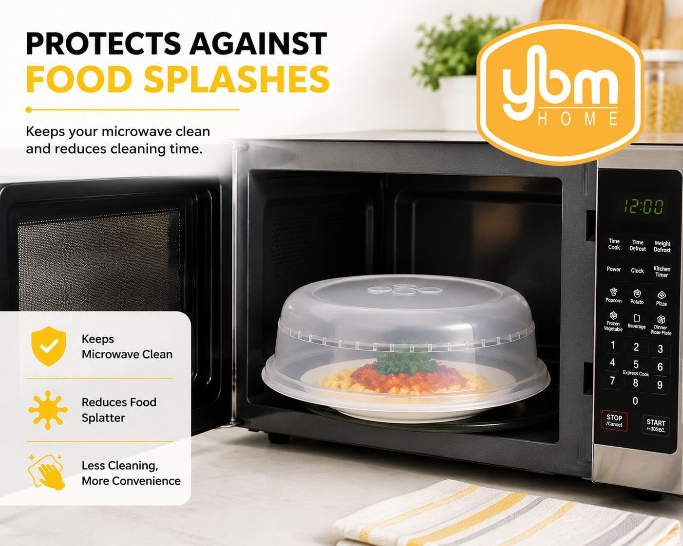 YBM HOME Microwave Splatter Cover Keeps Your Microwave Spotless During Food Heating, Anti-Splatter Plate Lid Cover, BPA Free and Dishwasher Safe (1, 2.5x10x9)