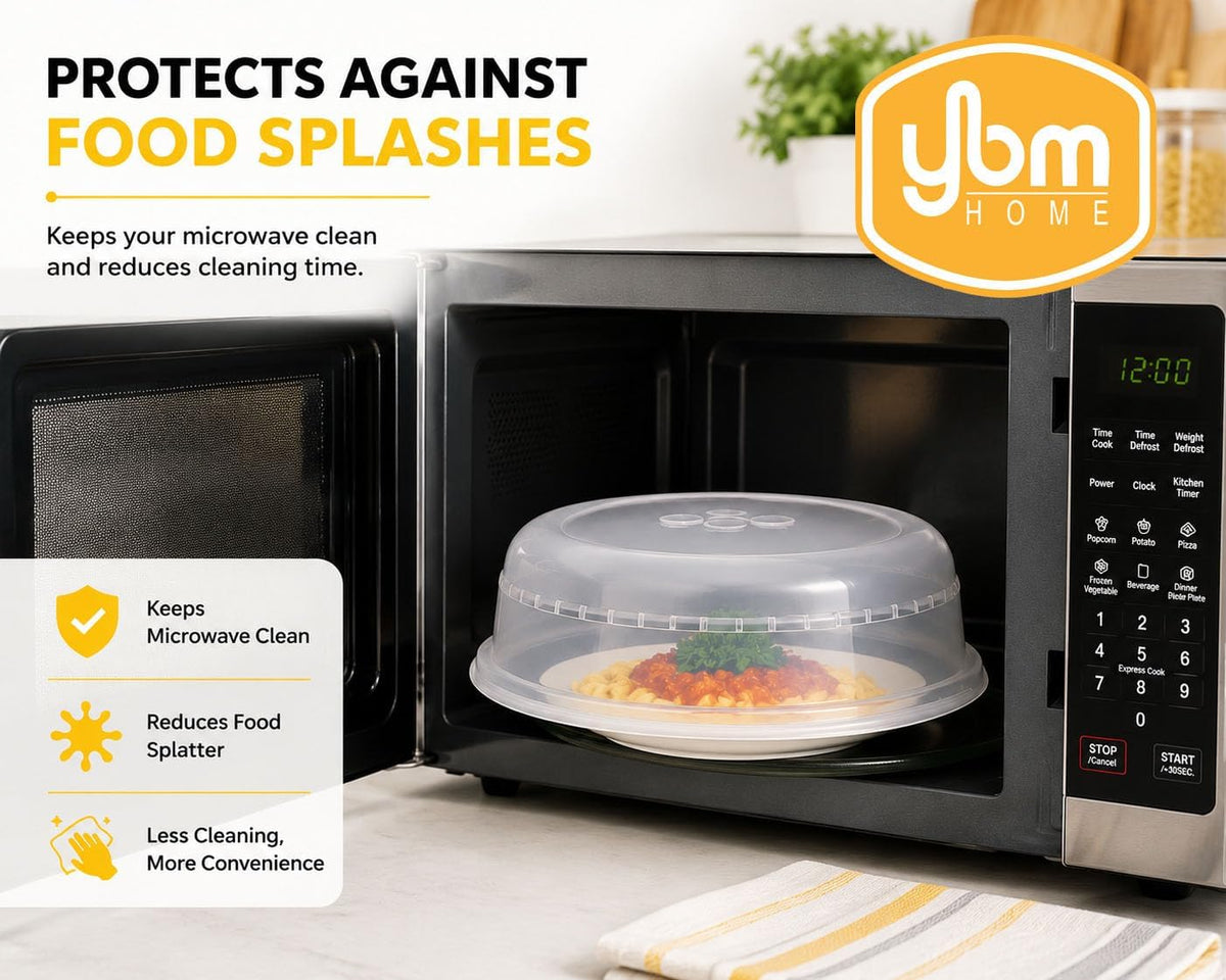 YBM HOME Microwave Splatter Cover Keeps Your Microwave Spotless During Food Heating, Anti-Splatter Plate Lid Cover, BPA Free and Dishwasher Safe (1, 2.5x10x9)