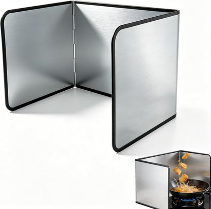 3-Sided Splatter Guard - Stainless Steel Foldable Grease Splatter Screen for Frying Pan, Nonstick & Heat Resistant Stove Top Shield, Stops Oil Splashes for Safer Cooking