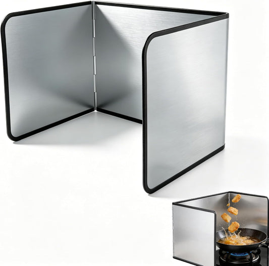 3-Sided Splatter Guard - Stainless Steel Foldable Grease Splatter Screen for Frying Pan, Nonstick & Heat Resistant Stove Top Shield, Stops Oil Splashes for Safer Cooking