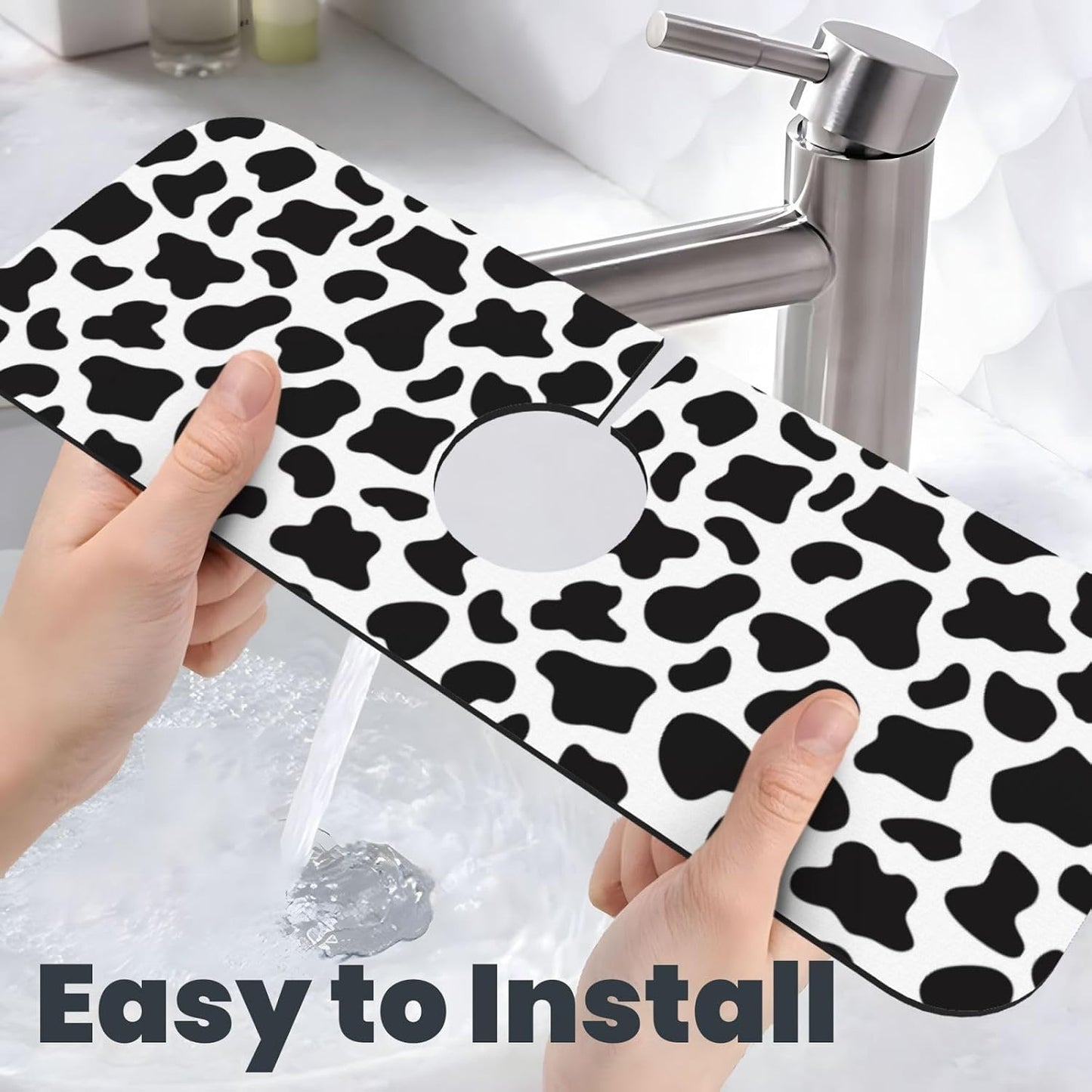 Abstract Flower Blooming Floral Watercolor Kitchen Sink Splash Guard Faucet Mat Super Absorbent Fast Drying Mat Sink Gadgets-Fast Drying Pad Sink Mat For Kitchen Bathroom (15" X 5.5" )