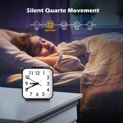 Analog Alarm Clock, Bedside Clocks Battery Powered, Silent Non Ticking Travel Clock with Night Light, Snooze, Easy Set, Clock for Heavy Sleepers Kids Elder Travel Bedroom Office, Pink