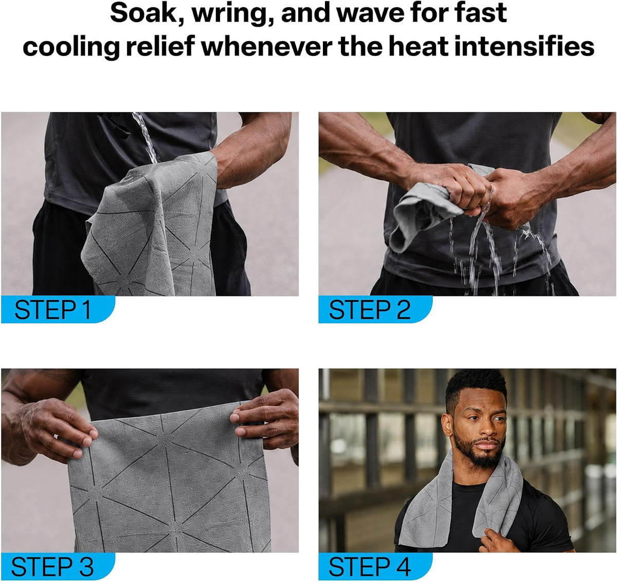 COLD FACTOR Instant PVA Cooling Towels, Cooling Neck Wraps, Blue, 3 Pack