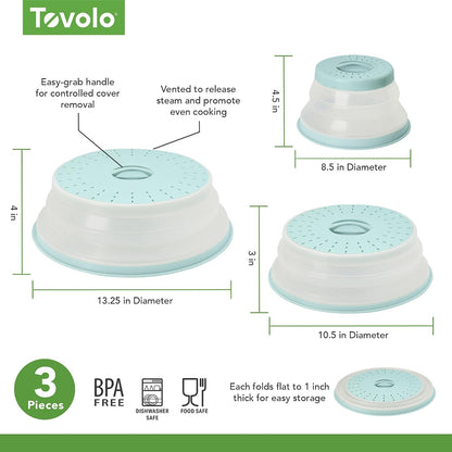 Tovolo Microwave Splatter Cover for Food, Large (Charcoal) - Collapsible & Vented Silicone Splatter Guard Lid - Microwave Plate & Dish Cover with Handle - BPA-Free Kitchen Gadget for Meal Prep