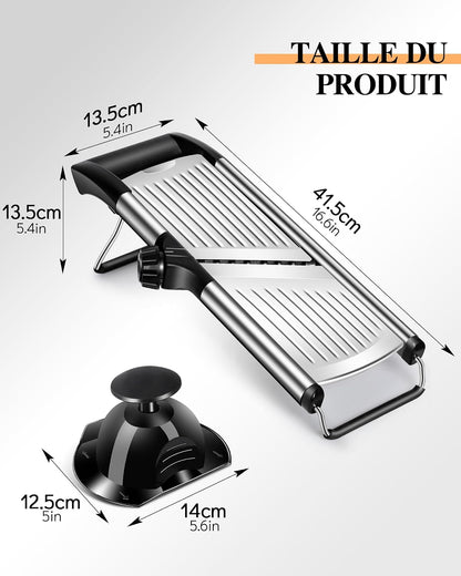 MASTERTOP Mandoline Slicer, 5 in 1 Mandoline Food Slicer, Dishwasher Safe | Stainless Steel Mandoline Slicer, Adjustable Vegetable Slicer for Fruit, Cheese, Send Cut Proof Gloves & Cleaning Brush