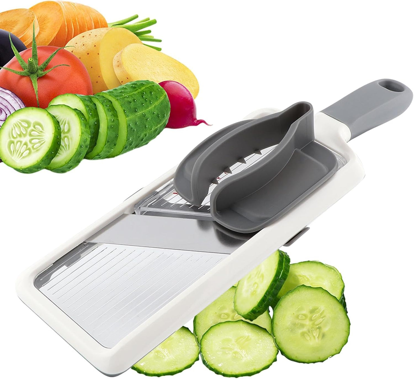 Handheld Mandoline Slicer with Adjustable Blade,3-Thickness (1mm-3mm) Slicer Vegetable Cutter with Safety Hand Guard Potato Onion Tomato & Cucumber Slicer for Salad, Easy to Clean
