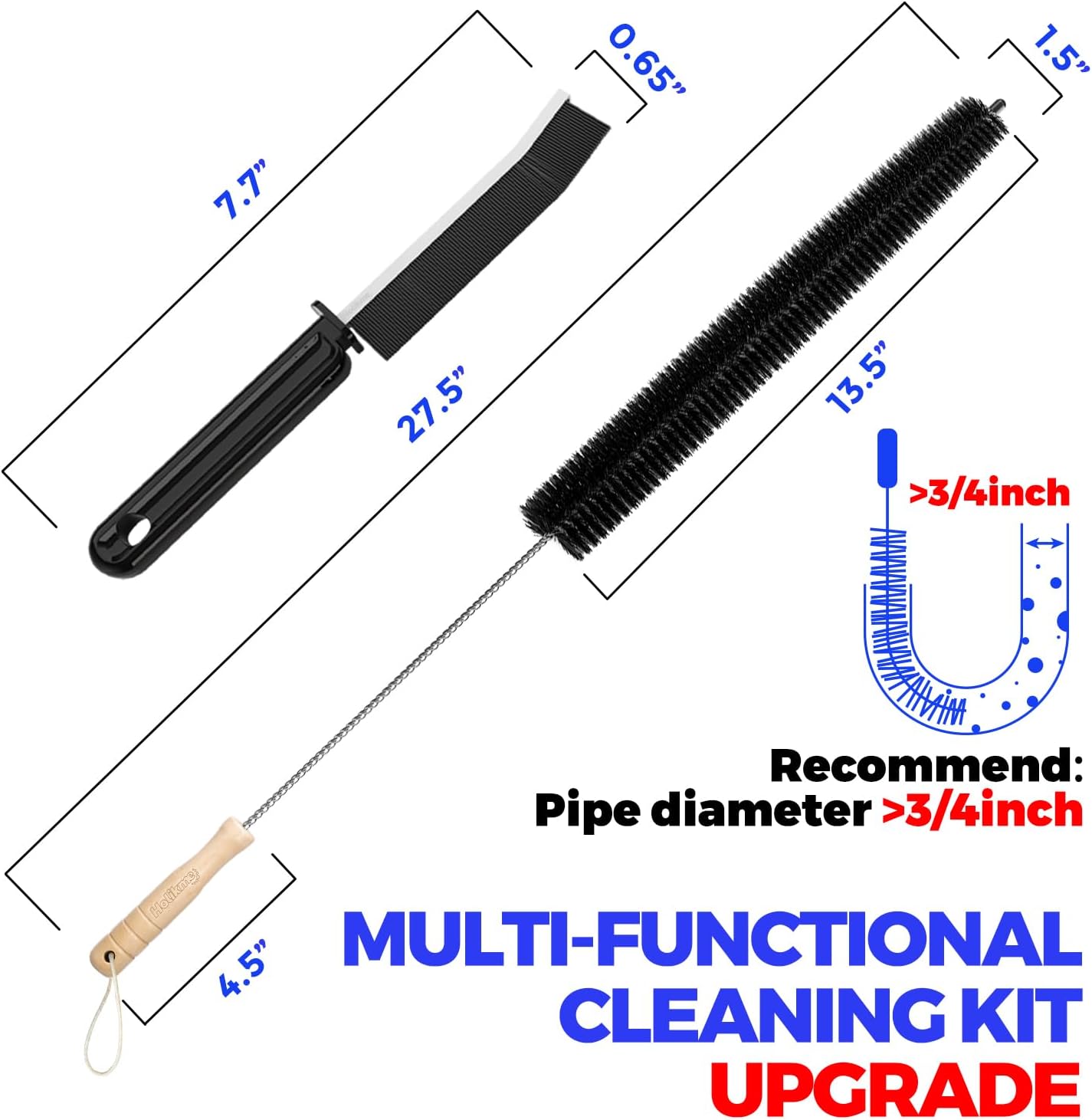 Holikme Dryer Vent Cleaner Kit, 2 Pcs Replacement Lint Brush for Vent Trap | Dryer Vent Cleaning Kit with Crevice Tool - Deep Lint Brush for Dryer Trap & Filter, Flexible Nylon Bristles