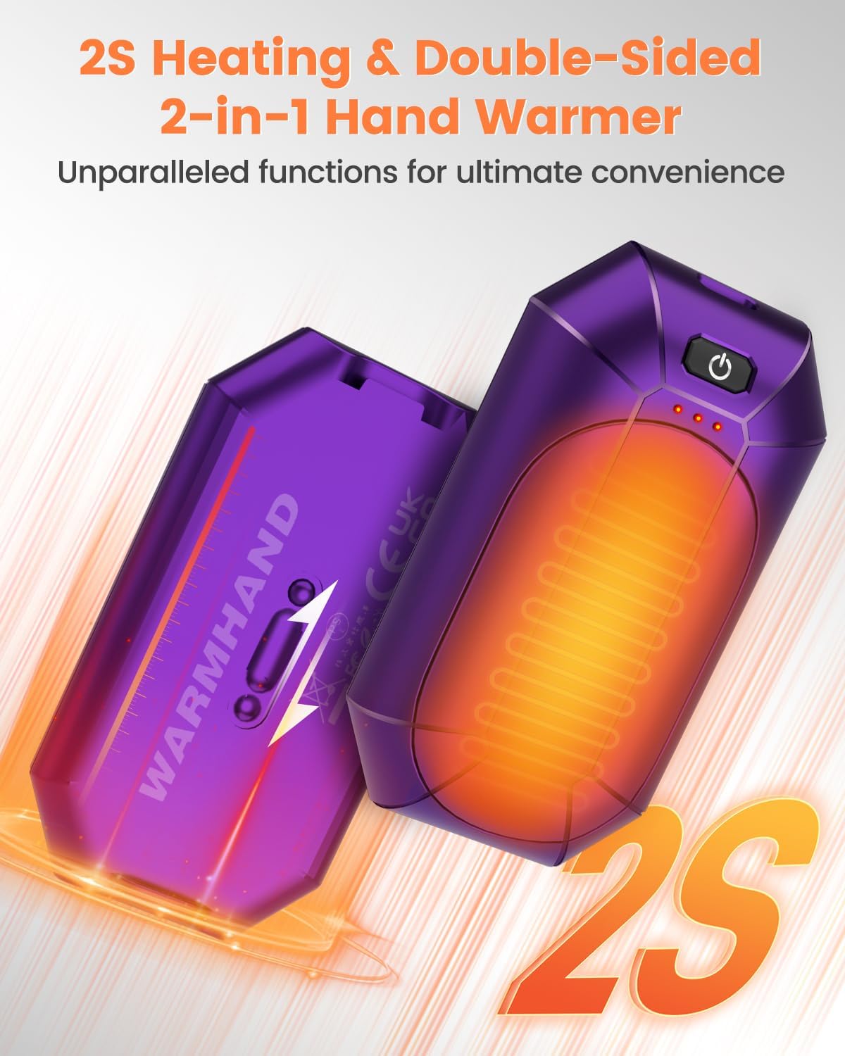 Hand Warmers Rechargeable 2 Pack, Reusable Electric Handwarmers Portable | AI Smart Safe Heat Long Lasting Pocket Heater, Warm Gifts for Men Women Outdoor Indoor Hiking Studying Hunting Golf Camping