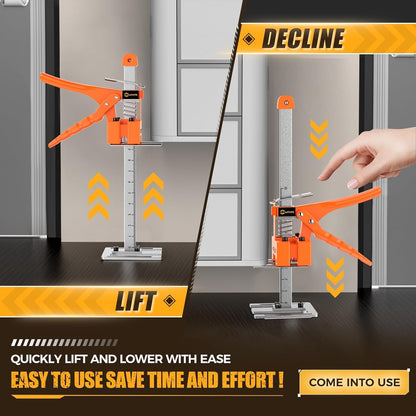 Labor Saving Arm, 2 Pack Furniture Jack Lifter Tool, Black&Yellow | Drywall Lift for Bed Wall Tile Locator & Door Panel; Multi-Function Height Adjustment, Lift Range up to 6.7lbs.