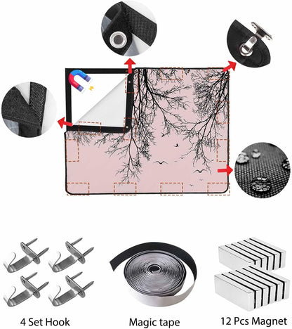 Magnetic Fireplace Cover Tree Branches Bird Fireplace Screen Decorative Brown Black Twigs Deadwood Insulation Fireplace Blocker Save Energy Fireplace Draft Stopper Covers for Living Room 45x34 Inch