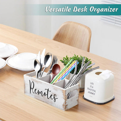 DRASTAR Remote Control Holder, Wood TV Remote Holder, Remote Storage Caddy, Remote Control Organizer (Black, 2 Slots)
