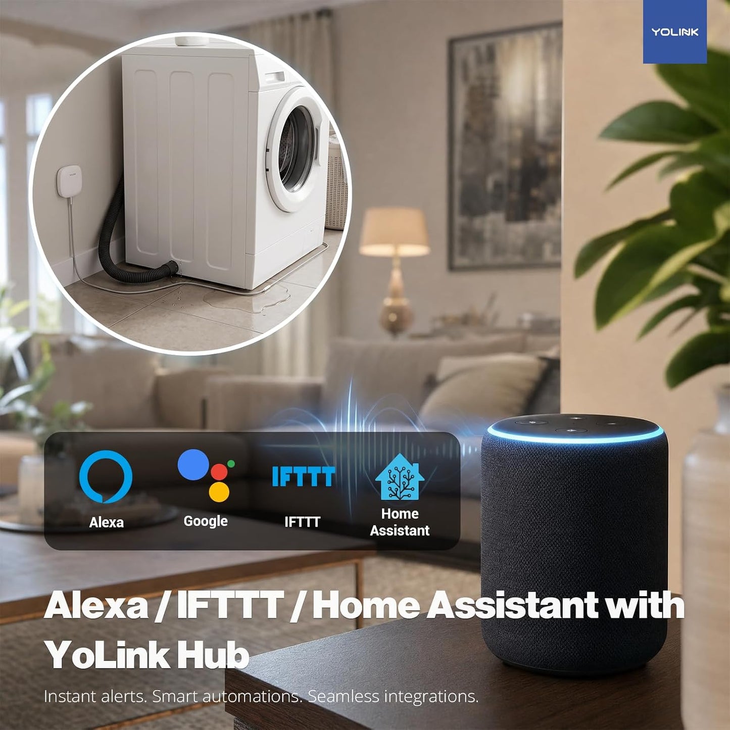 YoLink LoRa Smart Water Level Monitoring Sensor, Wireless Battery-Powered Float Switch Alarm, Sump Pump Alarm, AC Condensate Overflow, Tank Level, Toilet Leak Sensor, 105dB Siren, YoLink Hub Required