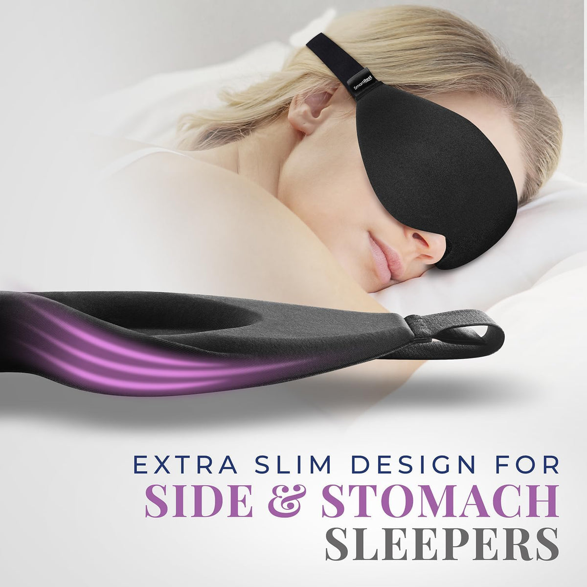 Sleep Mask [2 Pack] - Eye Mask for Sleeping - Ultra Lightweight for Side Sleepers, Contoured, 100% Blackout Sleeping Masks for Women and Men, Blindfold and Eye Covers - S1 Black