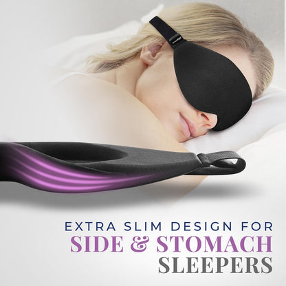 Sleep Mask [2 Pack] - Eye Mask for Sleeping - Ultra Lightweight for Side Sleepers, Contoured, 100% Blackout Sleeping Masks for Women and Men, Blindfold and Eye Covers - S1 Black