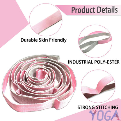 Stretching Strap Yoga Strap with Loops for Physical Therapy, Non-Elastic | 10 Loops, 75 inches length, Multi-Color Selection for Yoga Strap for Stretching, Pilates, Dance and Gymnastics