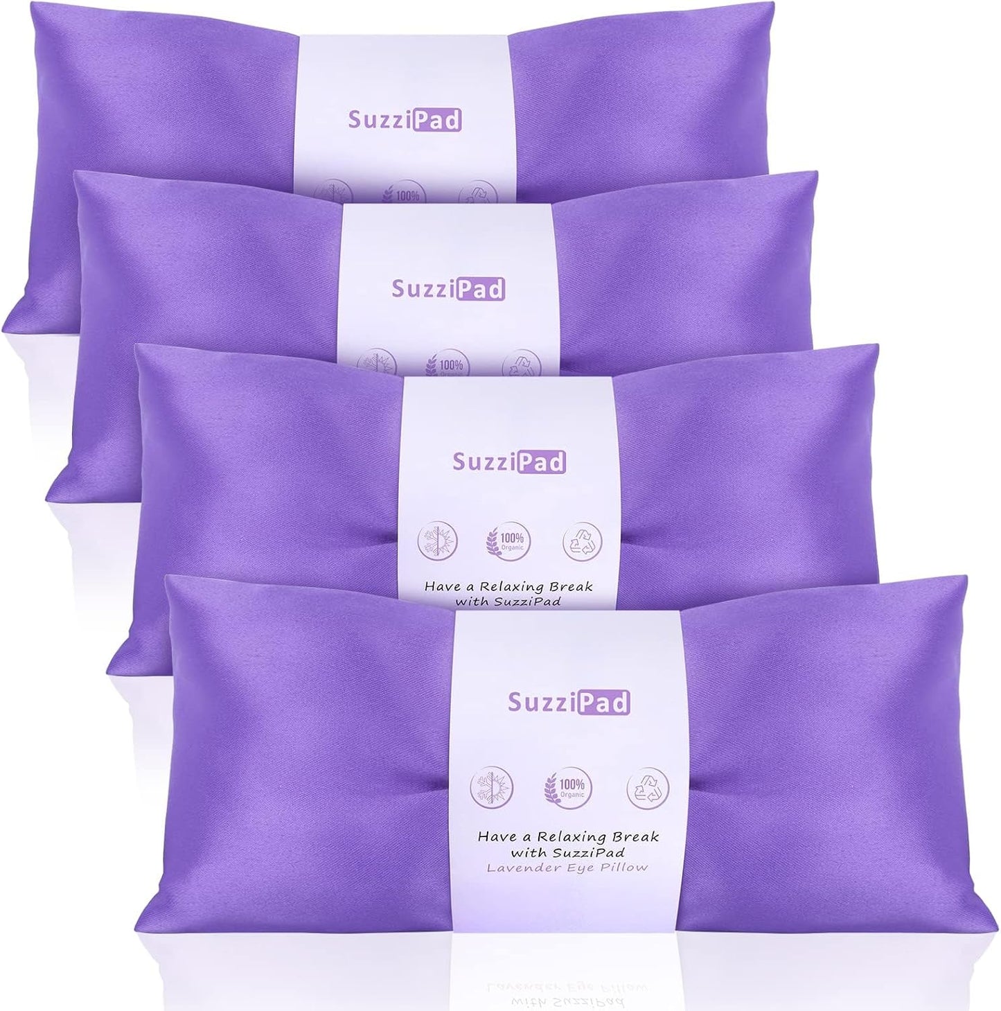 SuzziPad Hot & Cold Lavender Eye Pillow for Relaxing, Sapphire, 4 Packs | Washable Weighted Yoga Eye Mask For Meditation, Dry Eye Soothing & Sleep; Blocks Light, Soothes Migraines & Ocular Discomfort