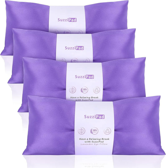 SuzziPad Hot & Cold Lavender Eye Pillow for Relaxing, Sapphire, 4 Packs | Washable Weighted Yoga Eye Mask For Meditation, Dry Eye Soothing & Sleep; Blocks Light, Soothes Migraines & Ocular Discomfort