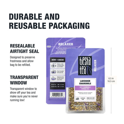 Tiesta Tea - Lavender Chamomile Herbal Tea, Loose Leaf, Calming Blend with Chamomile, Lavender, and Lemongrass, Caffeine-Free Herbal, Great for Hot or Iced, Resealable Pouch, 25 Cups, 0.9 Ounce