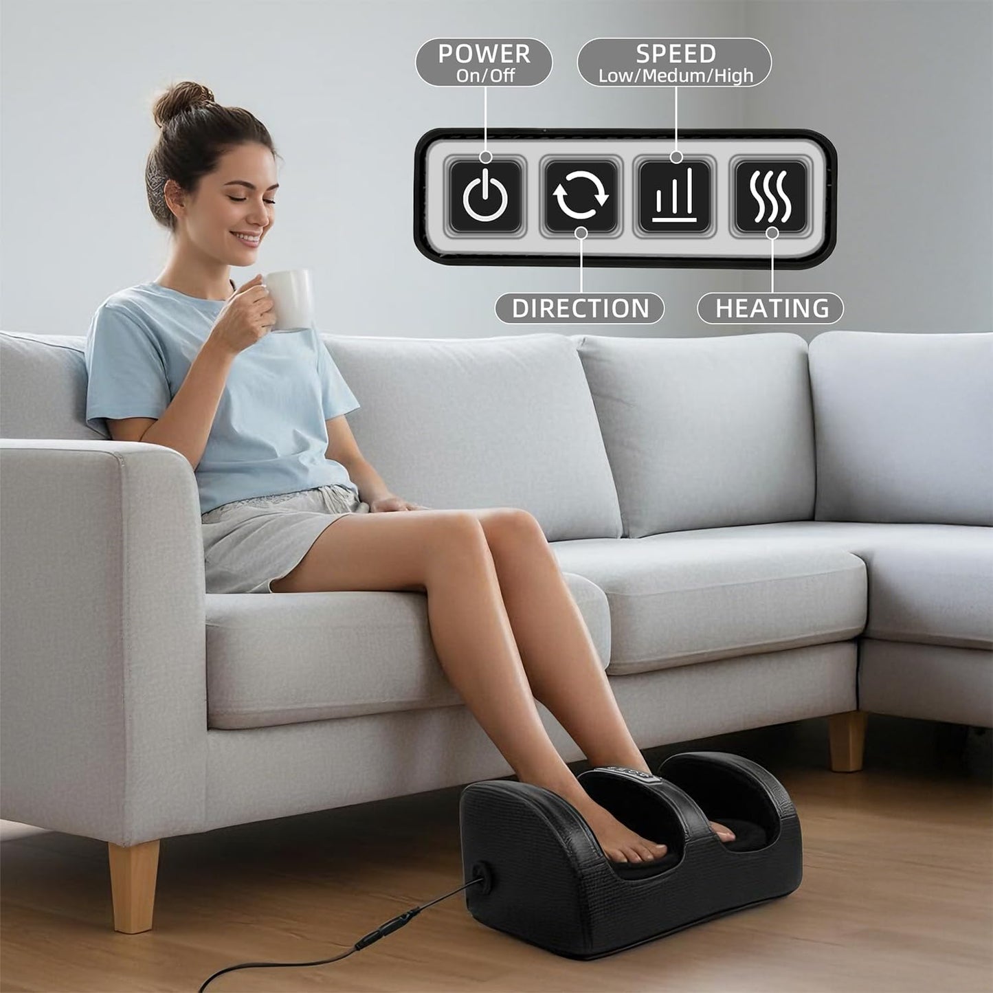 cotsoco Foot Massager with Heat, Foot Massager for Foot Massage and Calf Massage,Foot and Calf Massager with Roller, Feet Massager Suitable for Relax at Home or Office, Gifts for Mom Dad Women Men