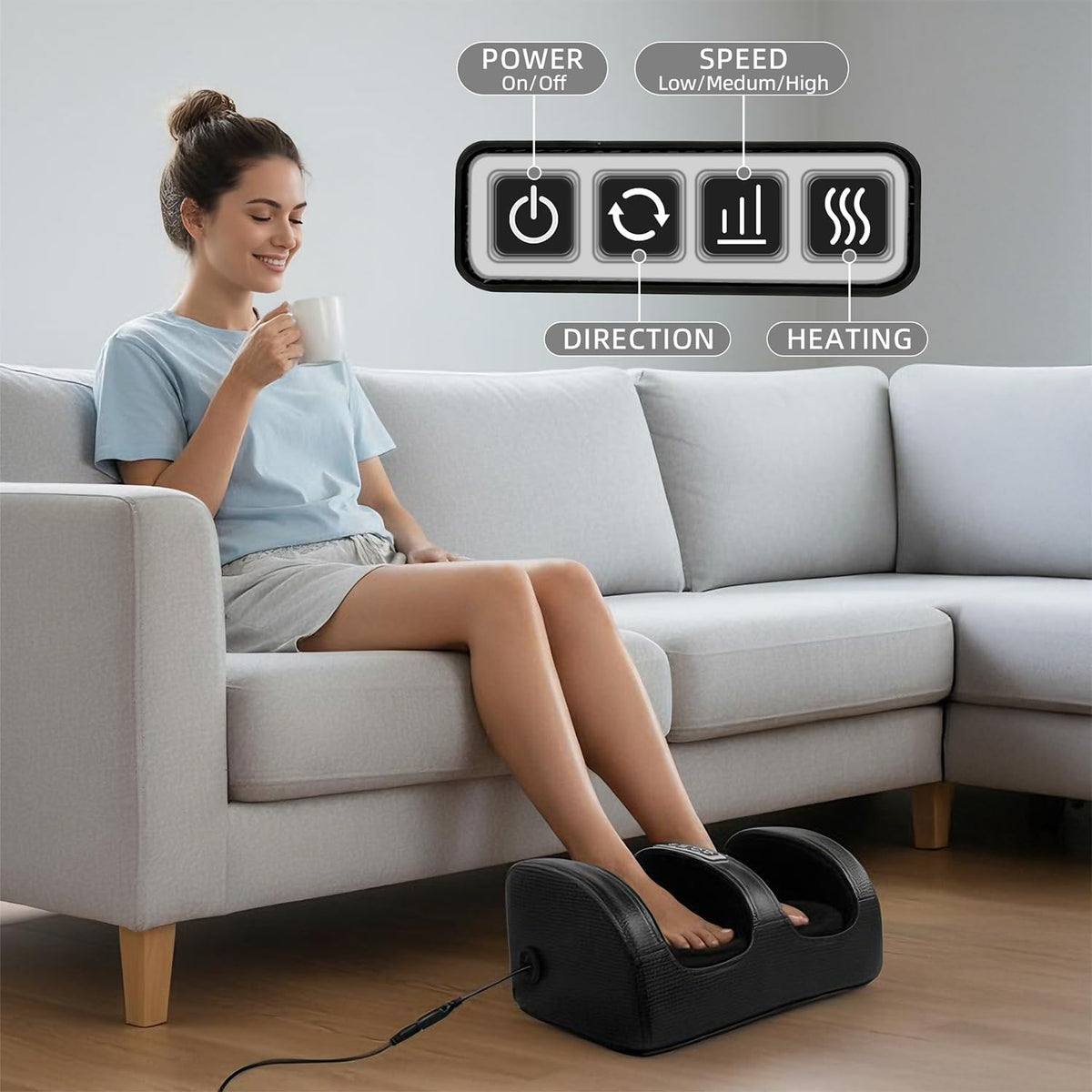 cotsoco Foot Massager with Heat, Foot Massager for Foot Massage and Calf Massage,Foot and Calf Massager with Roller, Feet Massager Suitable for Relax at Home or Office, Gifts for Mom Dad Women Men