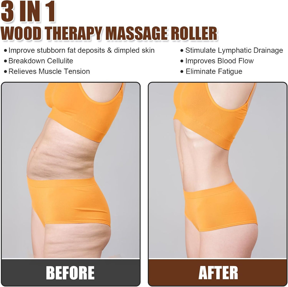 KintKita Wood Therapy Massage Tools,Wooden Lymphatic Drainage Massager, Cellulite Remover Body Sculpting Tool for Cellulite Reduction,Muscle Tension Release,Body Contouring-12 * 6 in