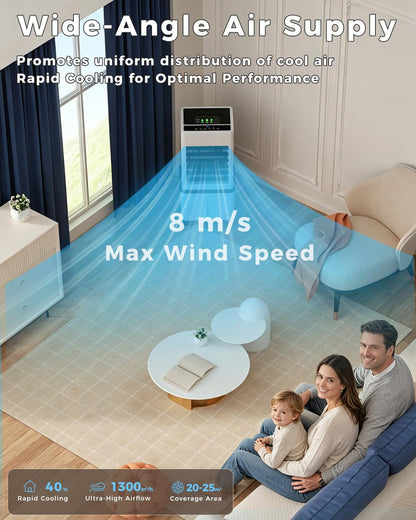 Evaporative Air Cooler, 3-in-1 Portable AC Tower Fan Air Conditioner with 4 Modes & 3 Speeds, 24H Timer, Remote 60°Oscillating Tower Fan, Quiet Swamp Cooler, Tower AC for Bedroom Office, 36inch, Black