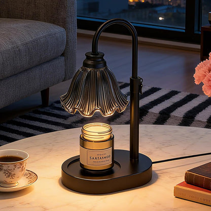 Flower Candle Warmer Lamp,Adjustable Timer & Dimmer(Green) | Adjustable height fits jars. Timer & dimmer safe melt. 2 bulbs & heat-proof base. Perfect for bedroom, office, or gifting.