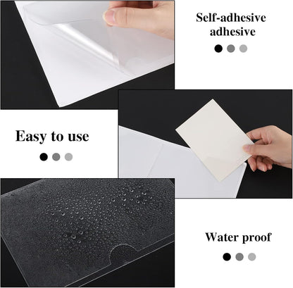 36 Pack 3" x 5" Adhesive Index Card Holders Clear PVC Label Holders | Top-loading label pockets, removable adhesive, clear PVC, for bins, shelves, totes, library and office use