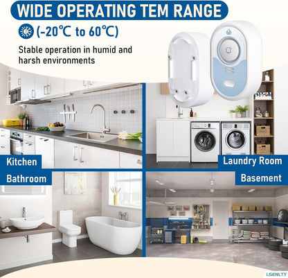 LSENTLY Water Leak Detector Supports 5 Years Standby Time, LED Indicator & 100dB Leak Alarm & Low Battery Reminder Water Alarm, IP66 Waterproof for Home, 3 Pack (Cannot Connect Wi-Fi)