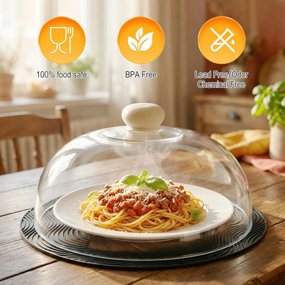 Glass Microwave Splatter Cover with Silicone Mat, 10Inch Plate Splatter Food Lid with Integrated Grip Handle and Vent Hole, BPA Free, Dishwasher Safe