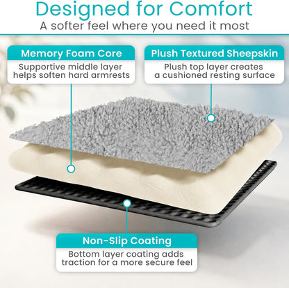 Vive Wheelchair Armrest Pads (2 PCS) - Memory Foam Sheepskin Cushion