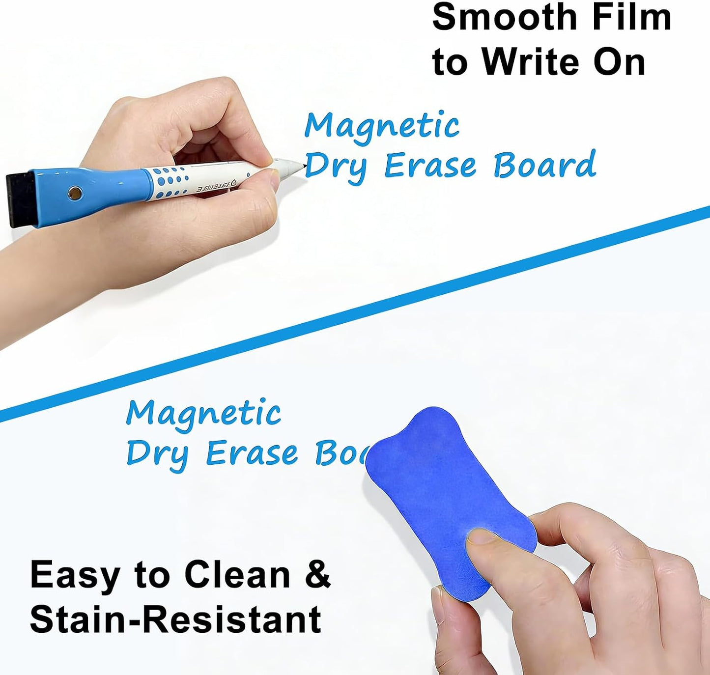 Magnetic Whiteboard for Fridge, 4-Pack Dry Erase Boards (12×8 in) with 5 Markers & Eraser, Strong Magnet & Stain-Resistant Surface, Reusable Message Board for Fridge, Family Planner & Kitchen Notes