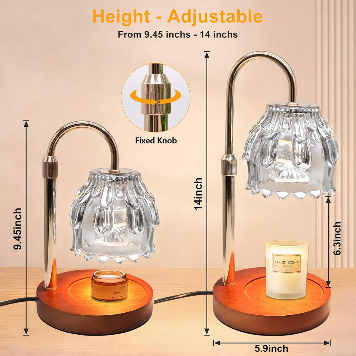 Candle Warmer Lamp with Timer & Dimmer, Birthday Gifts for Women Mom, 4-Level Dimmable Flower Heat Lamp for Jar Candles, Adjustable Height, House Warming Gifts, Home Decor (Purple