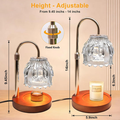 Candle Warmer Lamp with Timer & Dimmer, Birthday Gifts for Women Mom, 4-Level Dimmable Flower Heat Lamp for Jar Candles, Adjustable Height, House Warming Gifts, Home Decor (Purple
