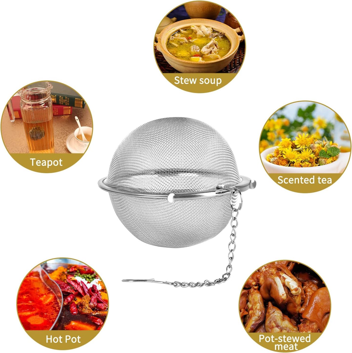 2pcs Stainless Steel Mesh Tea Ball 2.1 Inch Tea Strainers | Teas Infuser Strainer Filters for Teas