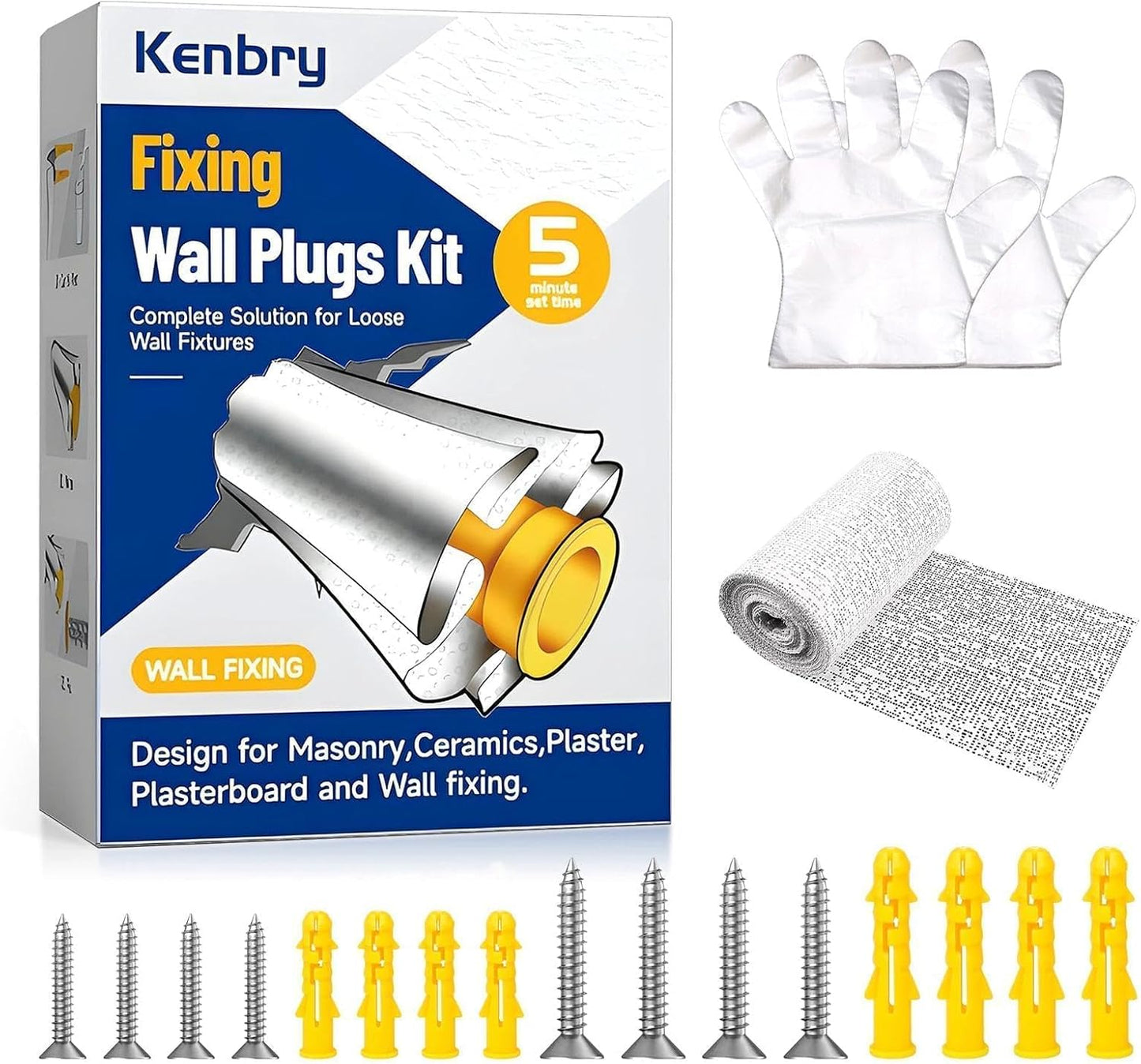 Kenbry Drywall Anchor Repair Kit,1.96' x 39.37' Patch Easy Cut for Fast Loose Anchors Fix, No Need to Redrill or Fill, Ideal for Most of Surfaces