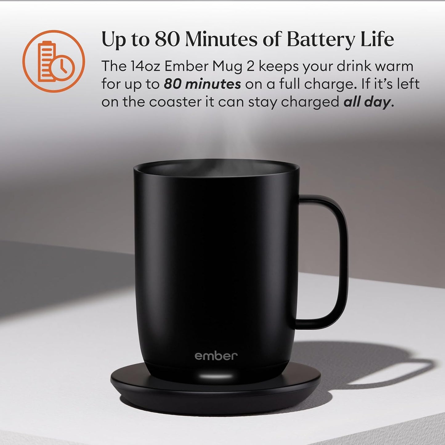 Ember Temperature Control 14oz Smart Mug 2, App-Controlled and Rechargeable Heated Coffee Cup Warmer with Intelligent LED Display, Sage Green.