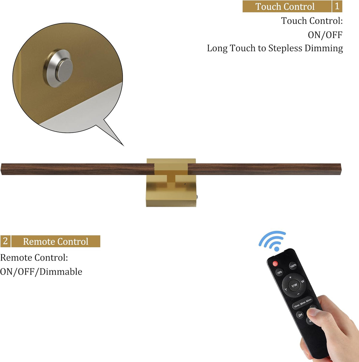 Rayogale Black Battery Operated Wall Sconce with Remote Control 8000mAh