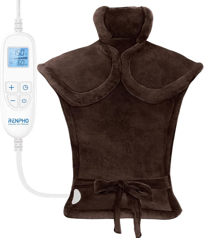 RENPHO Electric Heating Pad - 6 Heat Levels for Neck Shoulder and Back, Birthday Gifts for Women Men Mom Dad, Weighted Pad for Snug Fit, ETL Safety Certified, FSA Eligible, 24"x33" Gray