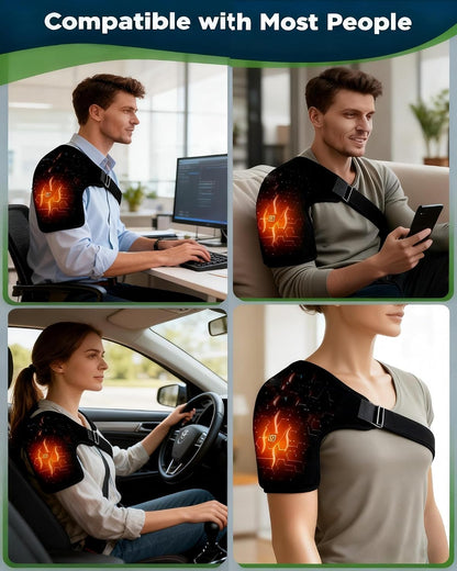 Electric Shoulder Heating Pad Wrap| 3 Adjustable Heat Settings Heated Shoulder Wrap for Pain Relief | Cordless USB Powered Hot Therapy Pad for Rotator Cuff, Men and Women (No Power Bank)