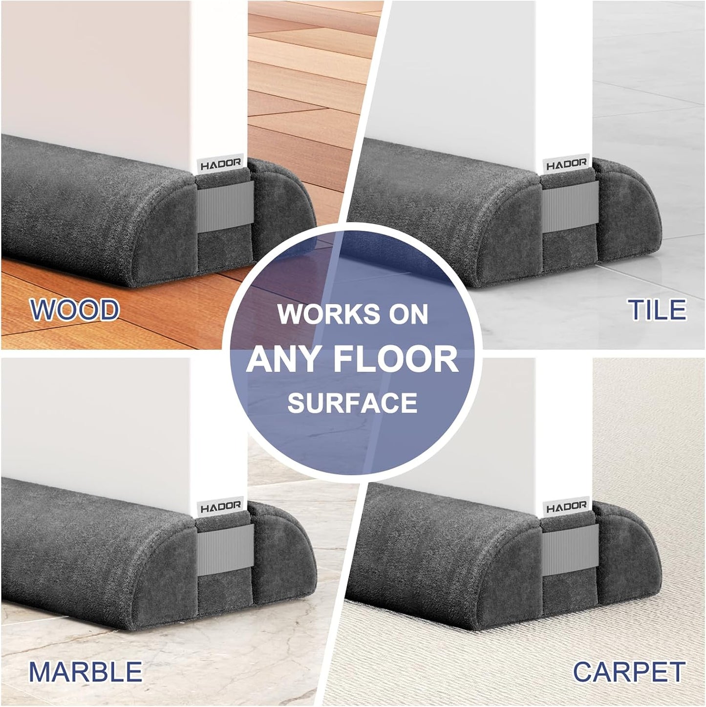 HADOR Door Draft Stopper for Bottom of Door, 36 Inch Under Draft Air Noise Light Blocker 30"- 36" Double Side Triangle Soundproof Sweep Filler Seal Gap up to 1.7" for Patio Sliding Door Guard, Grey | Under Door Gap Filler,Double-Sided Foam Design, Fits