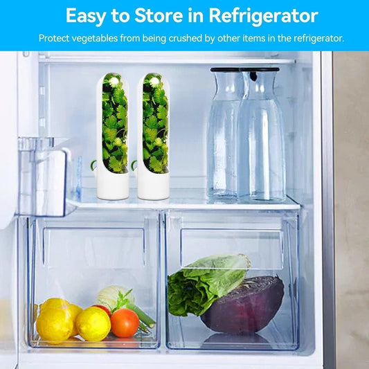 Fresh Herb Keeper for Refrigerator, 2PCS Cilantro Fresh Container Herb Savor Pod Herb Keeper and Herb Saver Fruit Containers Transparent Vegetable Preservation Bottle Kitchen Storage Cup for Cilantr